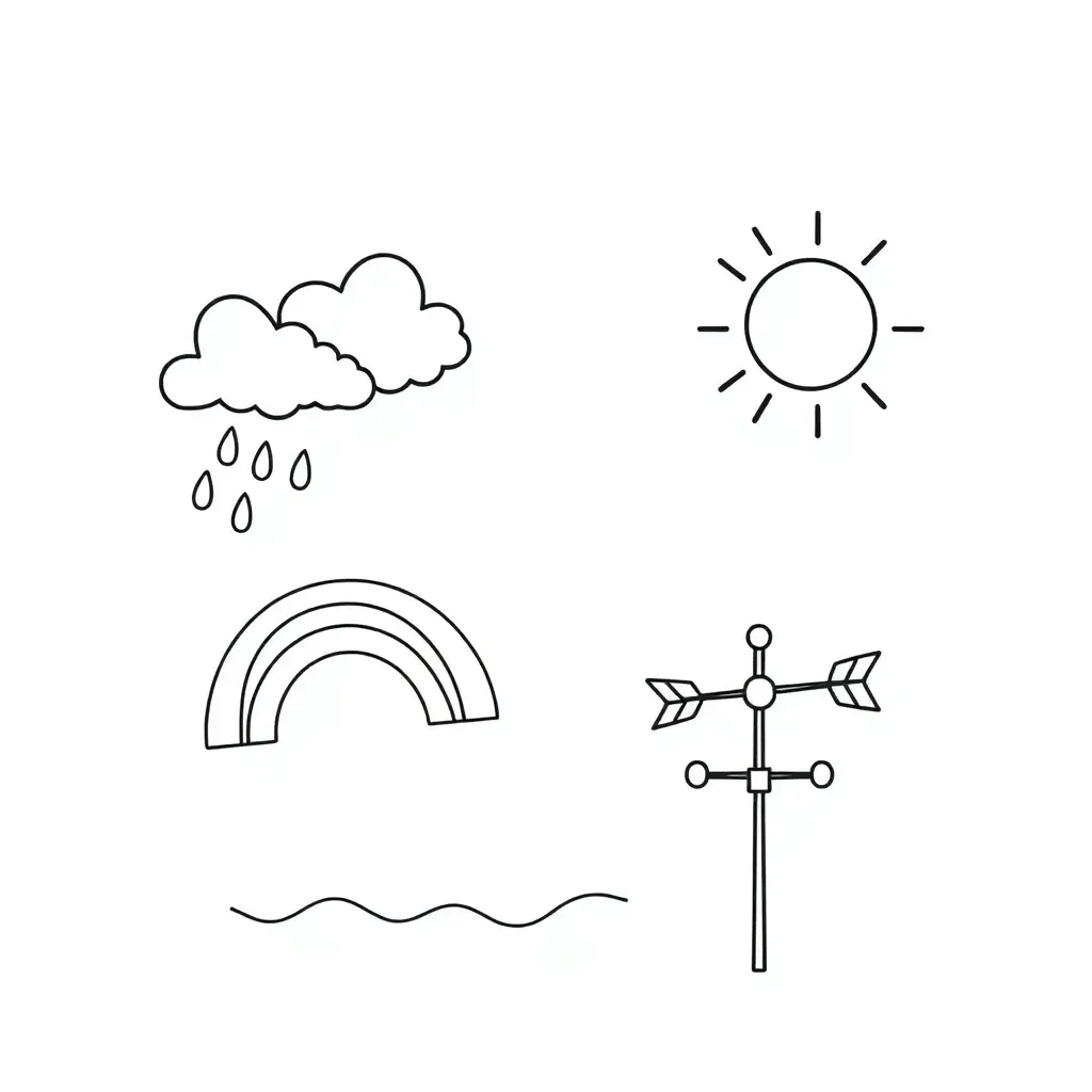 Weather symbols and clouds illustration