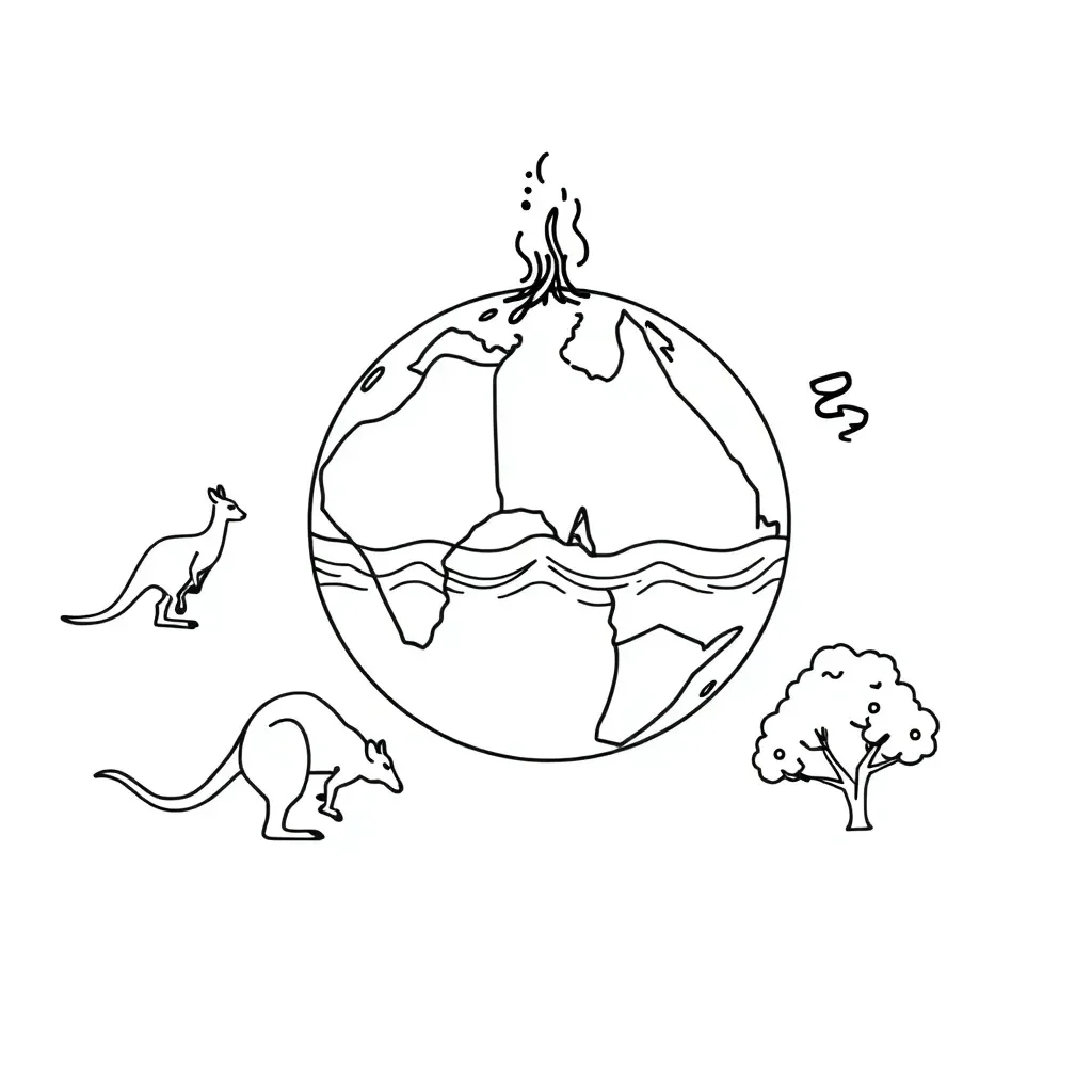Tectonic plates and Ring of Fire illustration