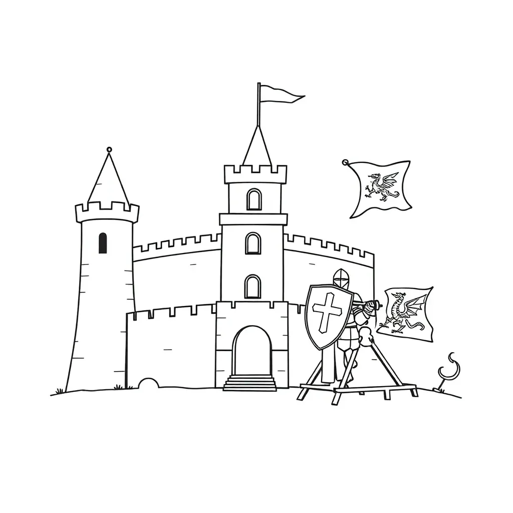 Medieval knight on horseback with Norman shield