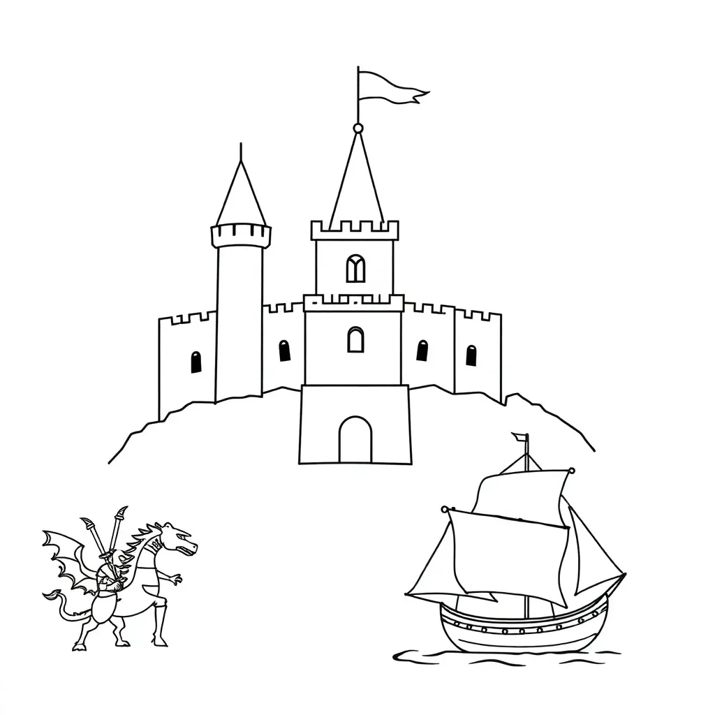 Medieval castle and Norman conquest scene