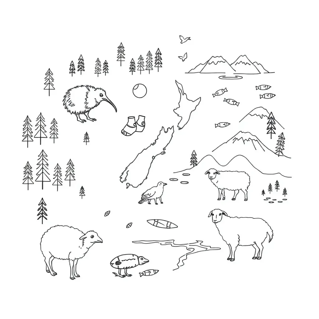 Cute animals including a lion, elephant, fish, and bird