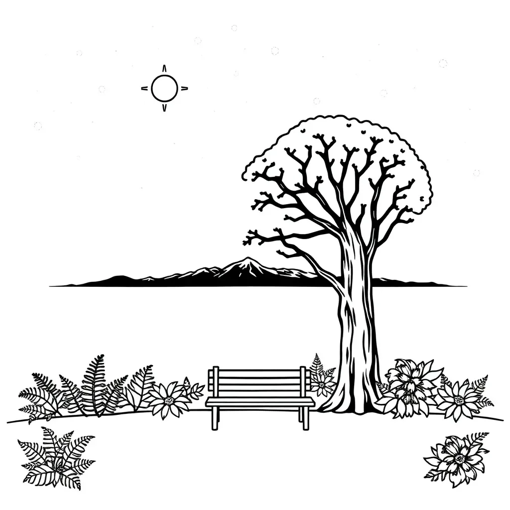 Starlight bench under night sky