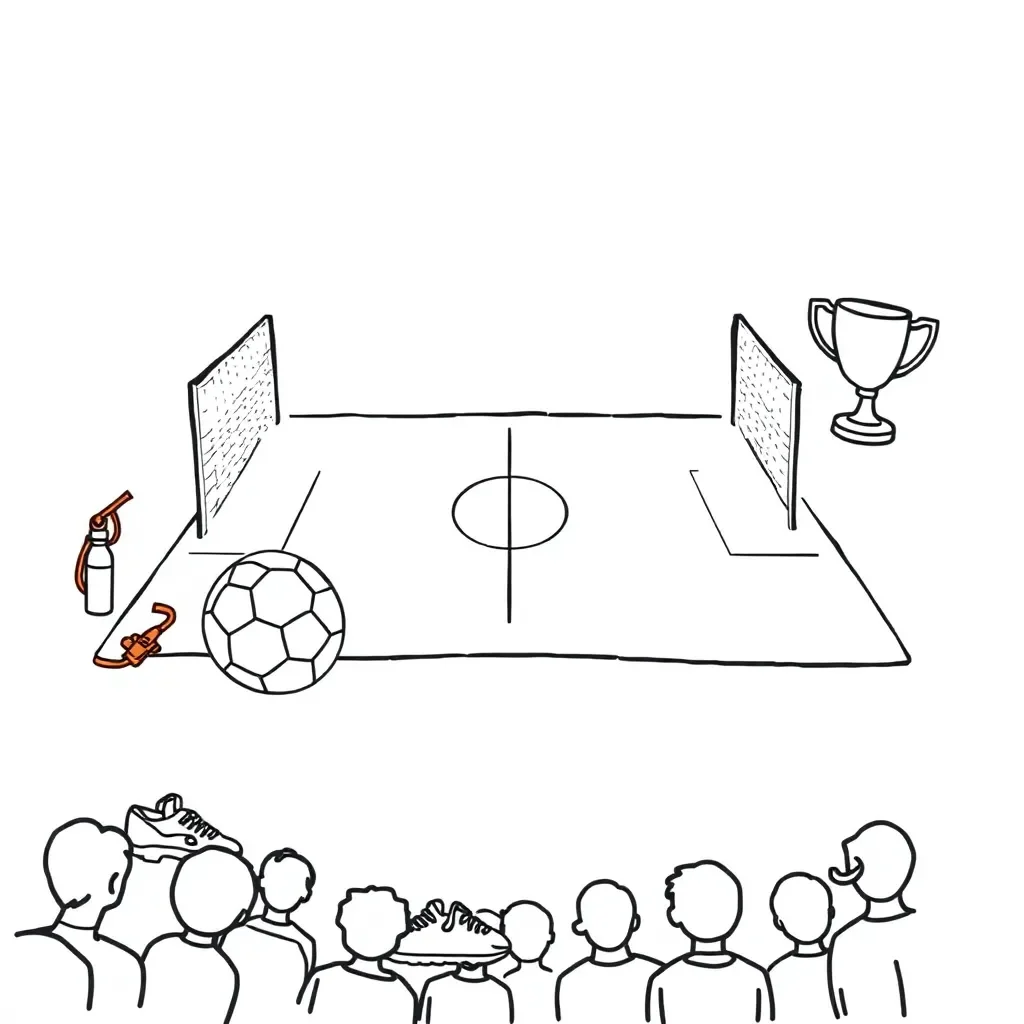 Football match scene with players