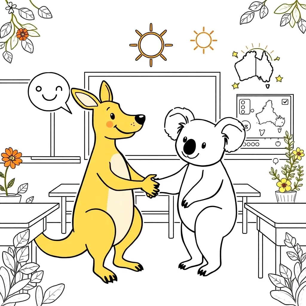 Two children greeting each other with friendly waves