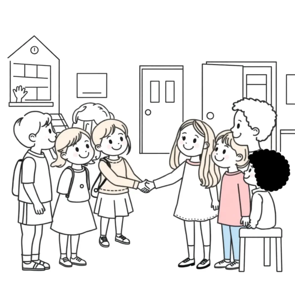Children meeting and greeting each other