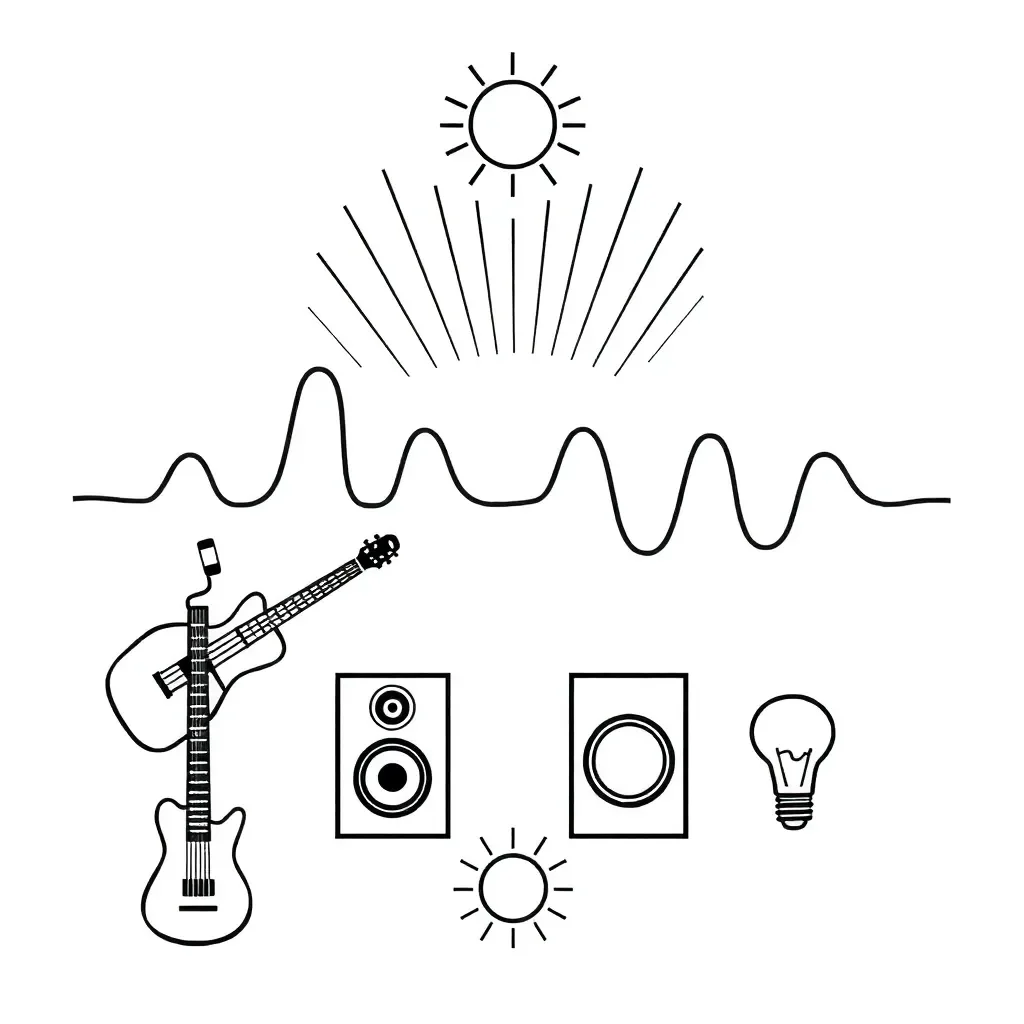 Sound and light waves illustration