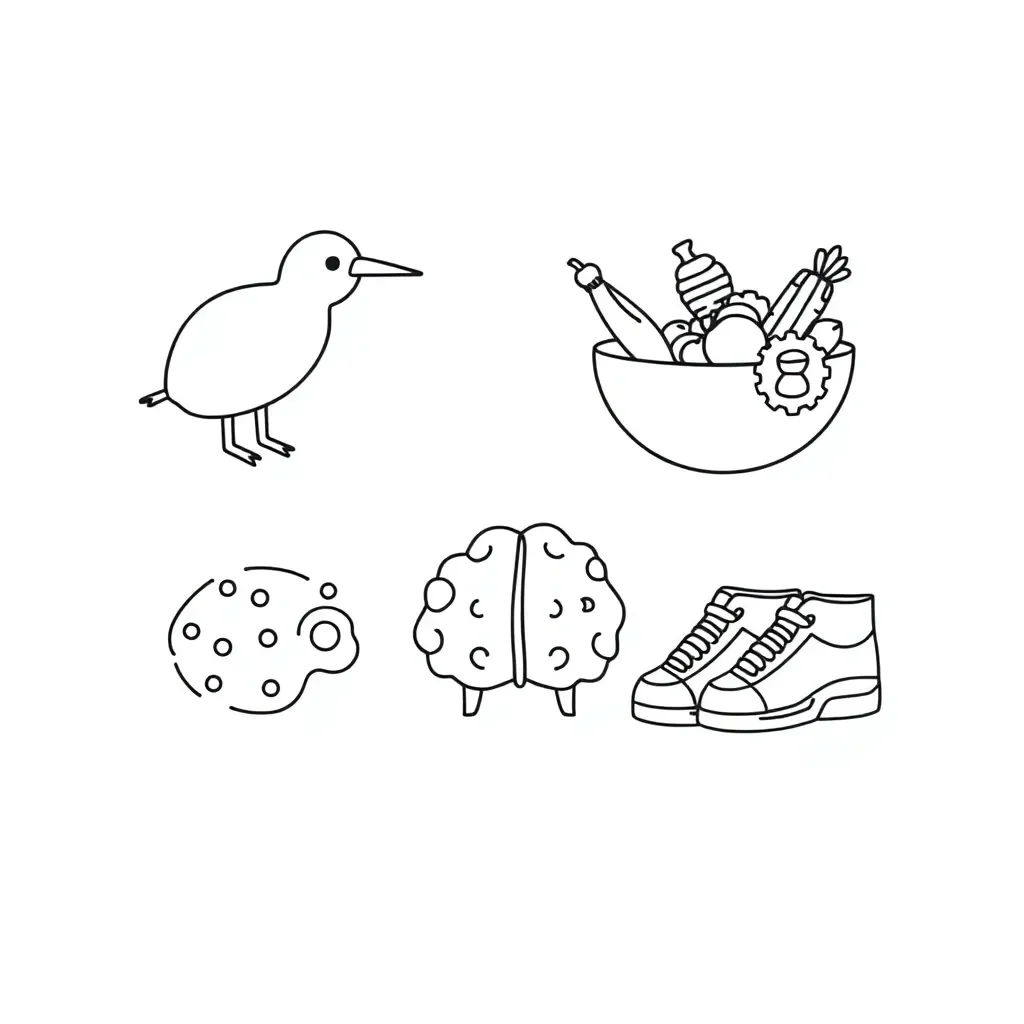 Brain with healthy foods illustration