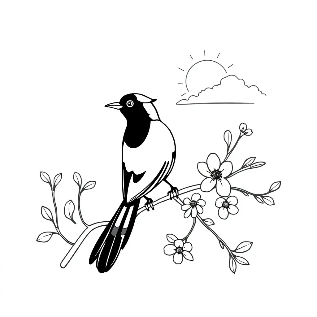 Magpie bird illustration