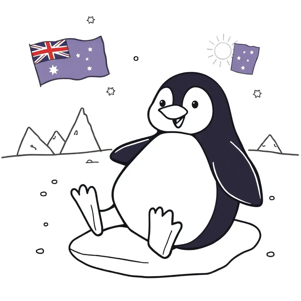 Penguin with pencil illustration