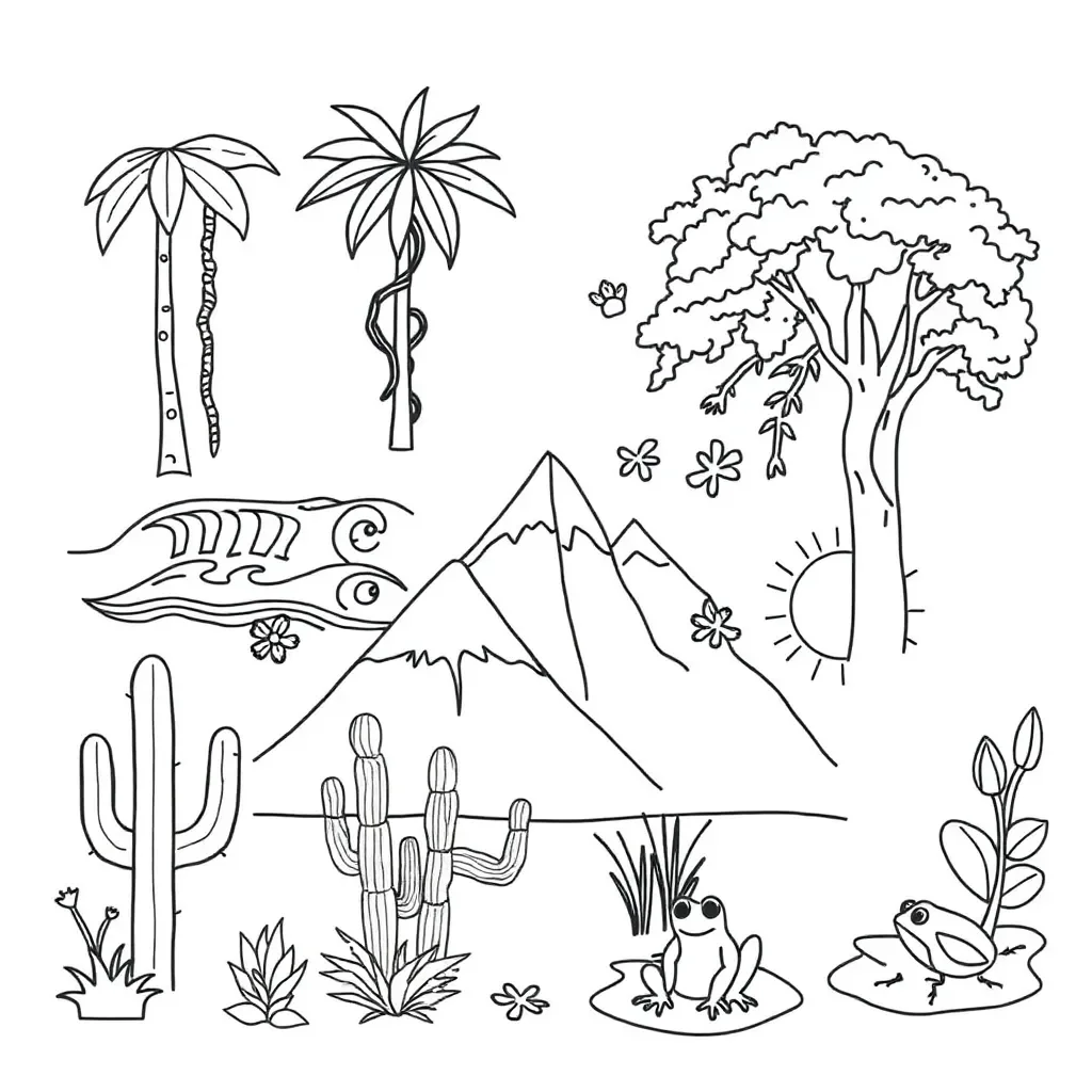 Various ecosystems with plants and animals