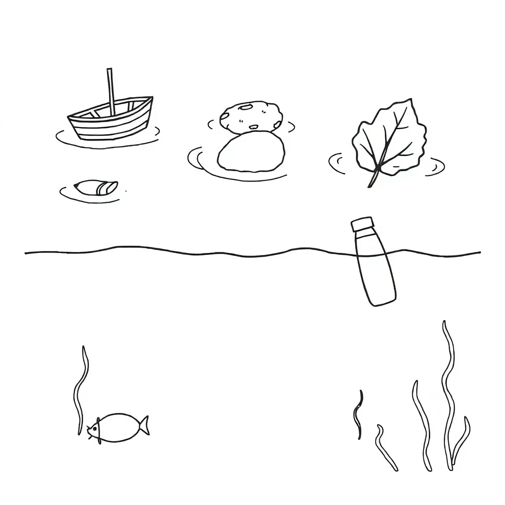 Objects floating and sinking in water