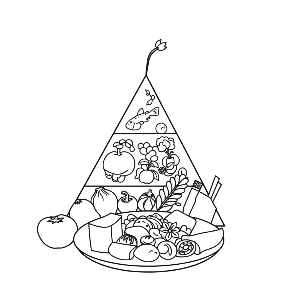 Balanced diet foods illustration