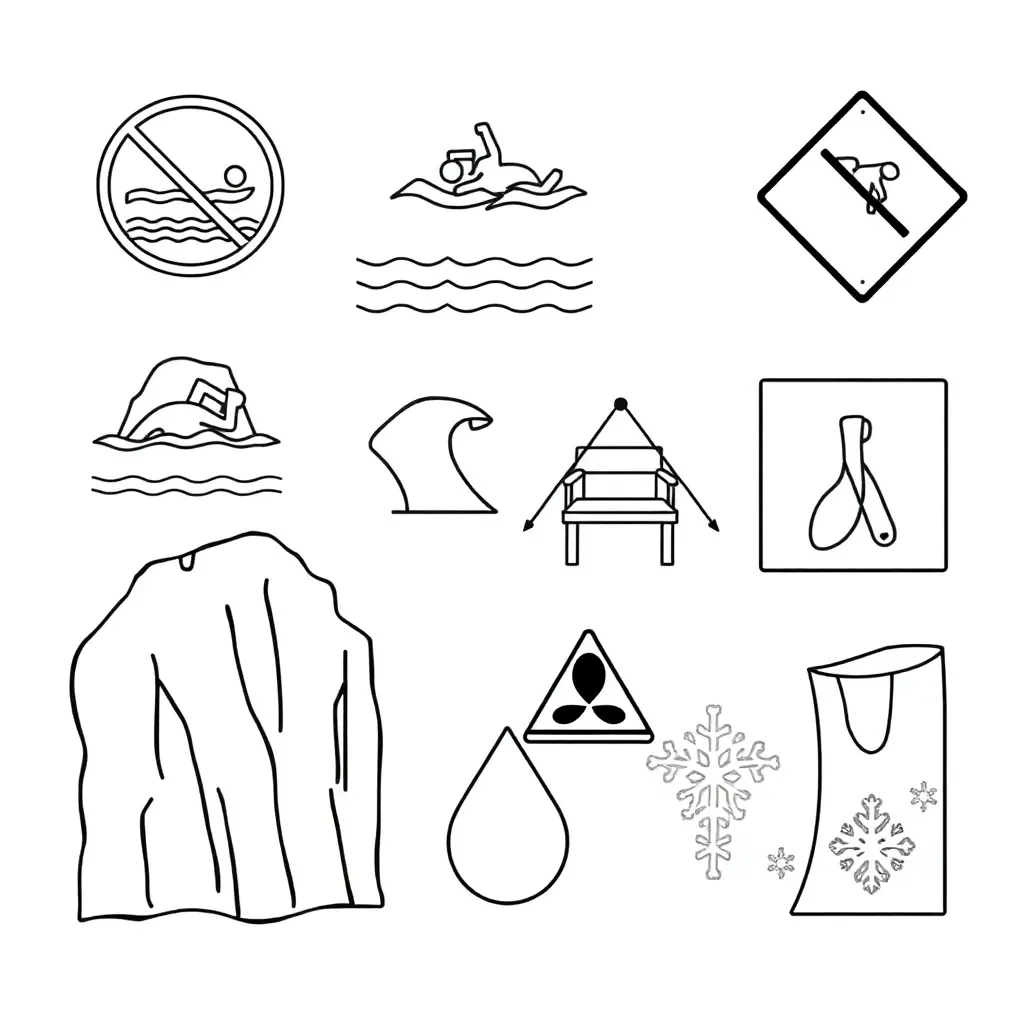 Water safety signs illustration