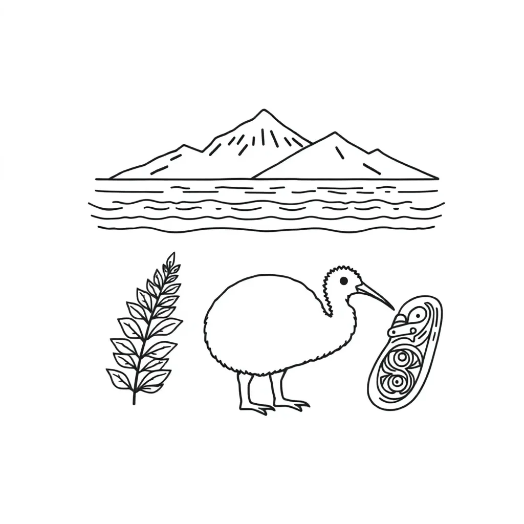 New Zealand flag and musical notes