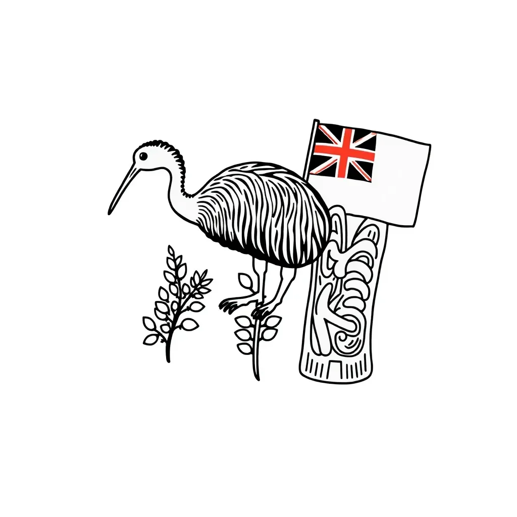 New Zealand flag and musical notes