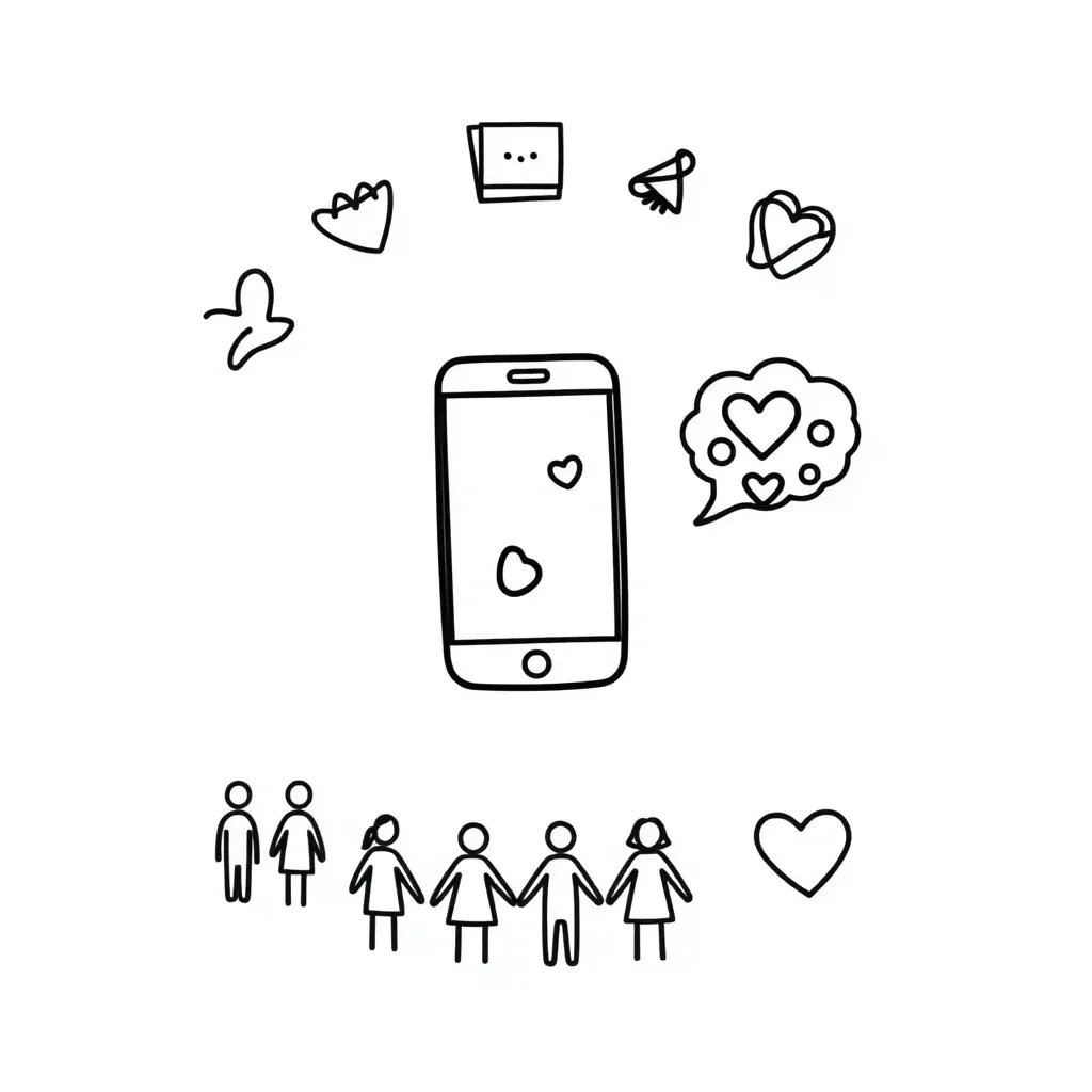 Digital safety and social media awareness illustration