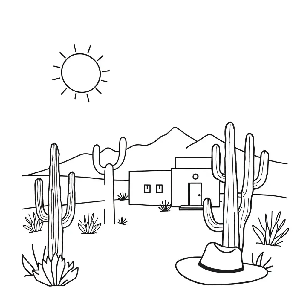 Southwest region map with desert landscape