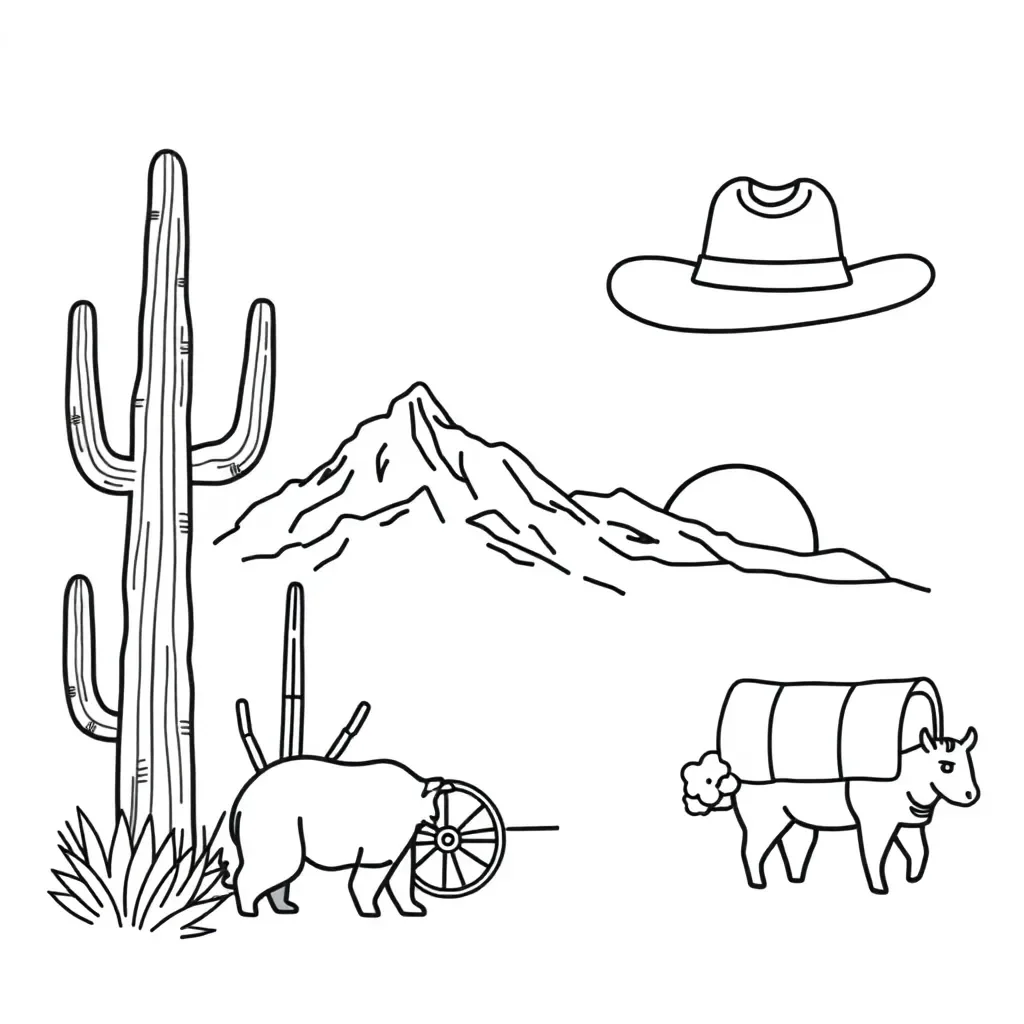 Western United States map with landmarks