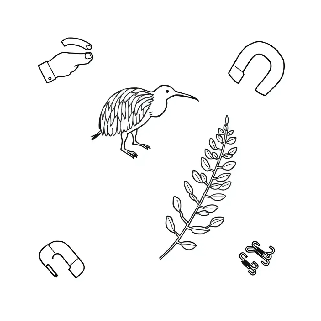 Forces illustration showing magnets and pushing hands