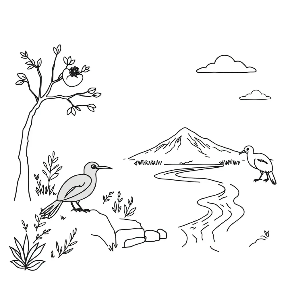 Healthy ecosystem with plants, animals, and natural elements