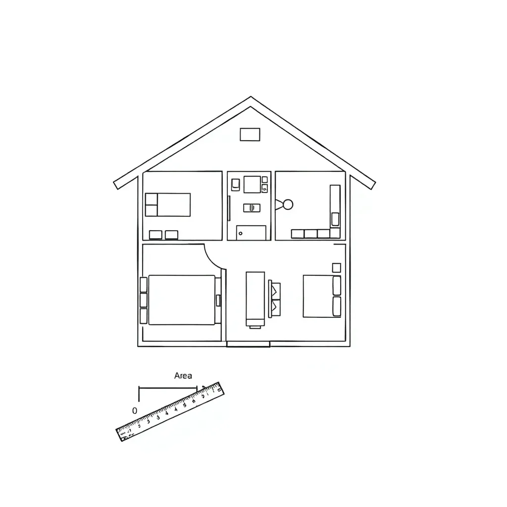 Floor plan with measuring tools