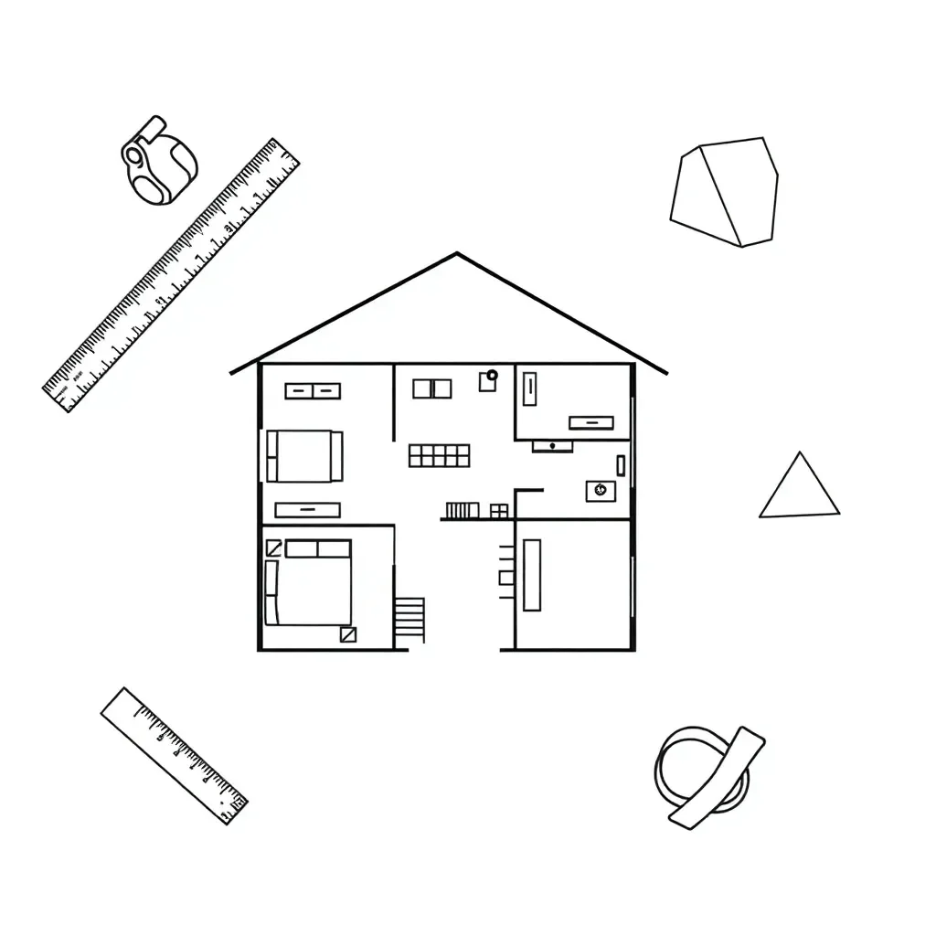 Floor plan with measuring tools