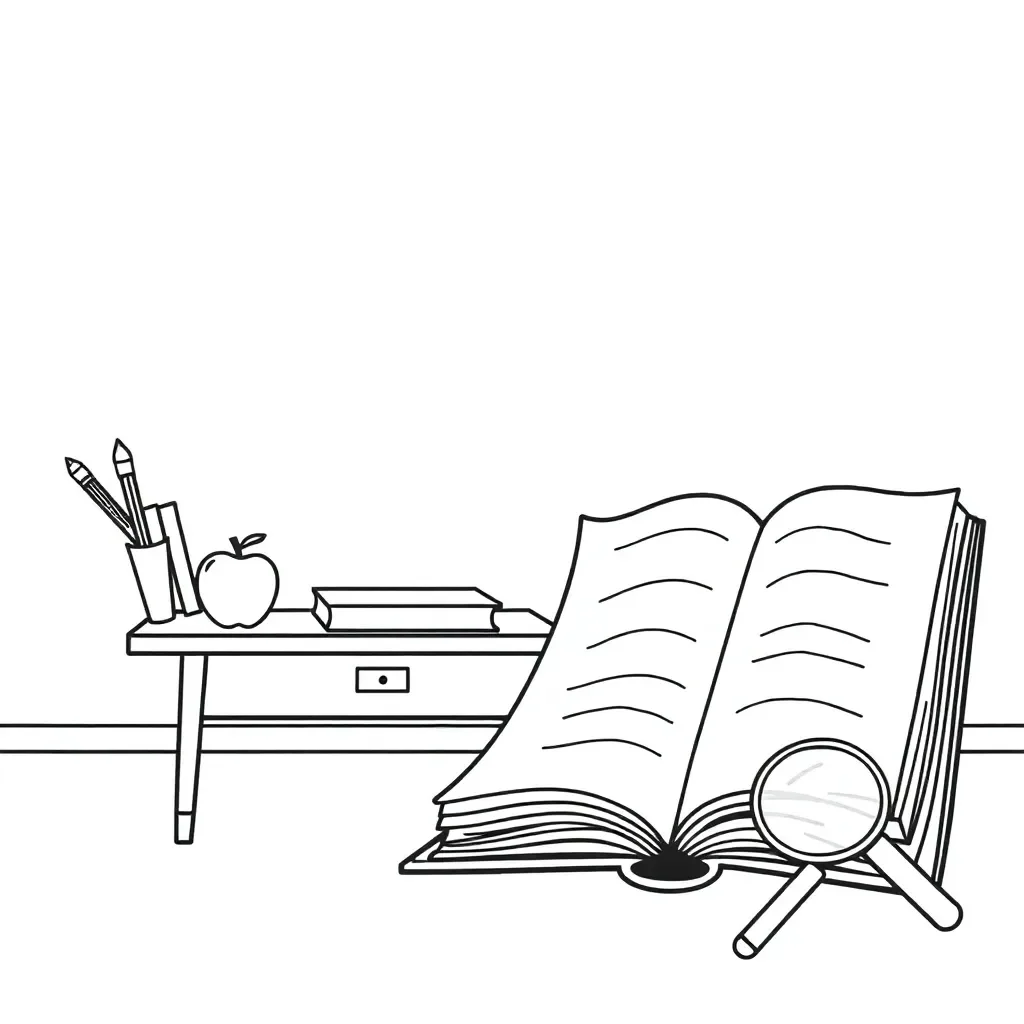 Student reading with books