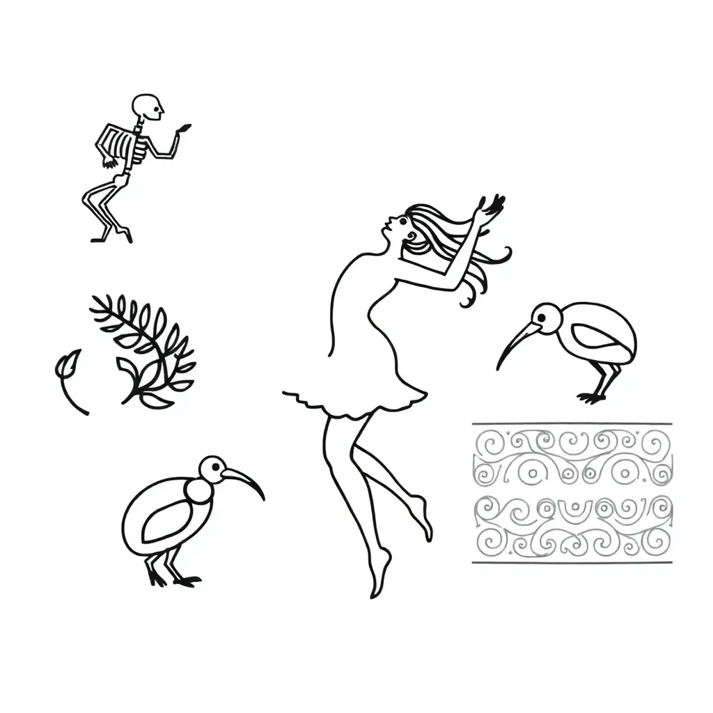 Dancer in motion showing skeletal system