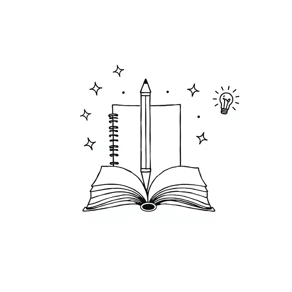 Creative writing illustration with pencil and paper