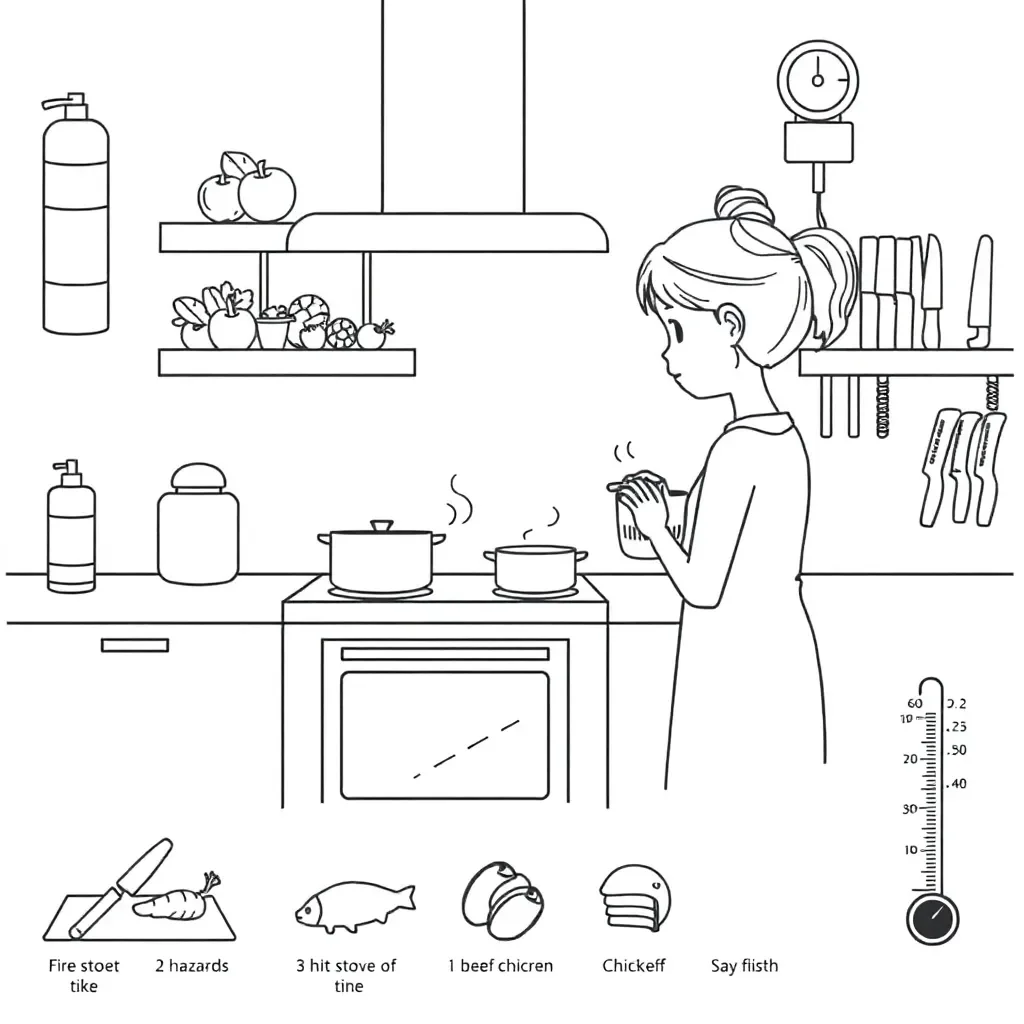 Kitchen safety illustration