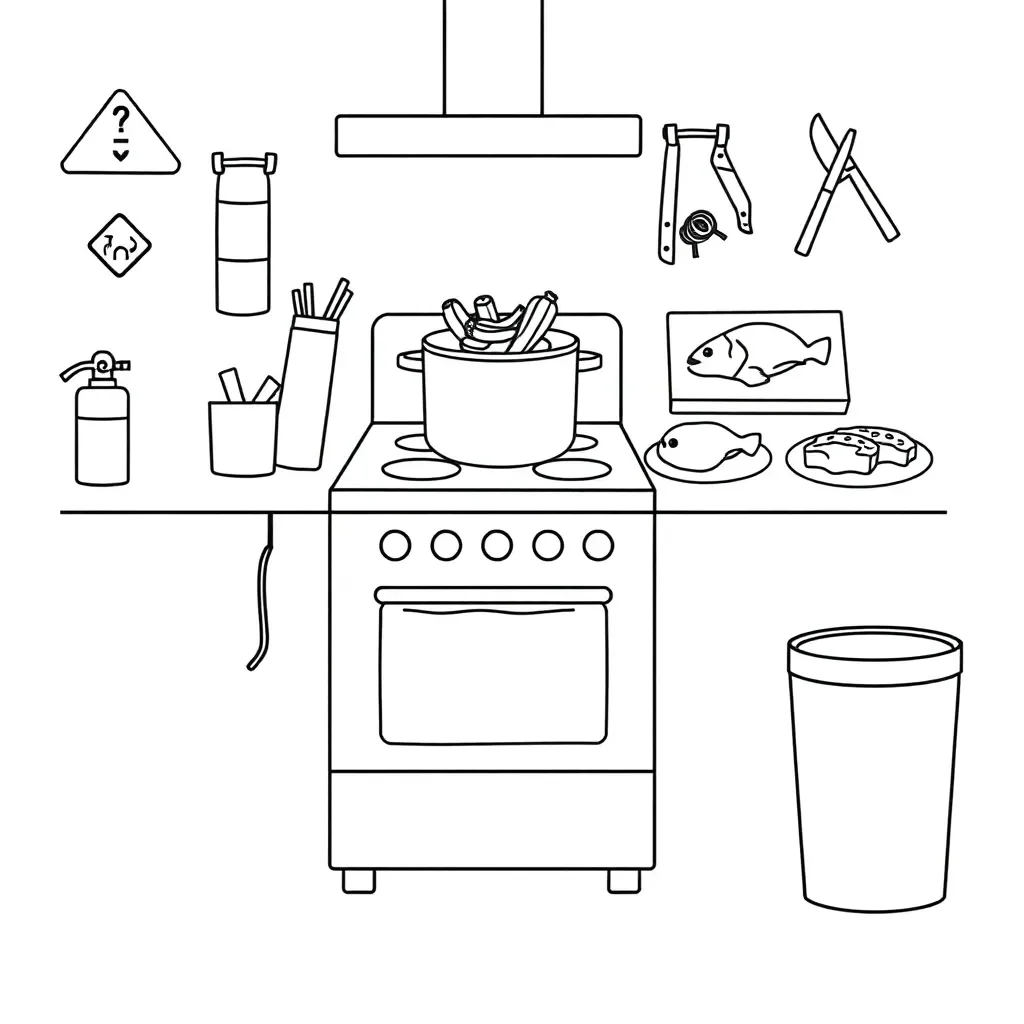Kitchen safety illustration