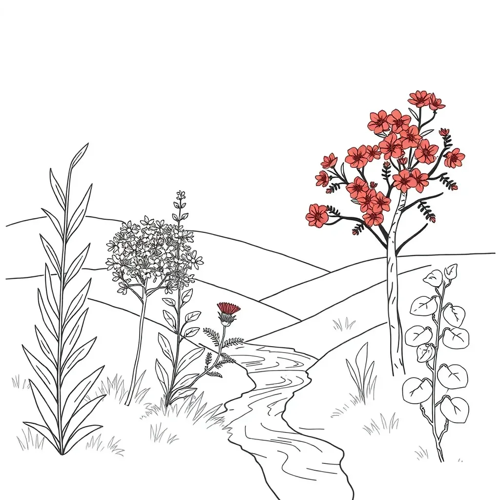 Native New Zealand plants illustration