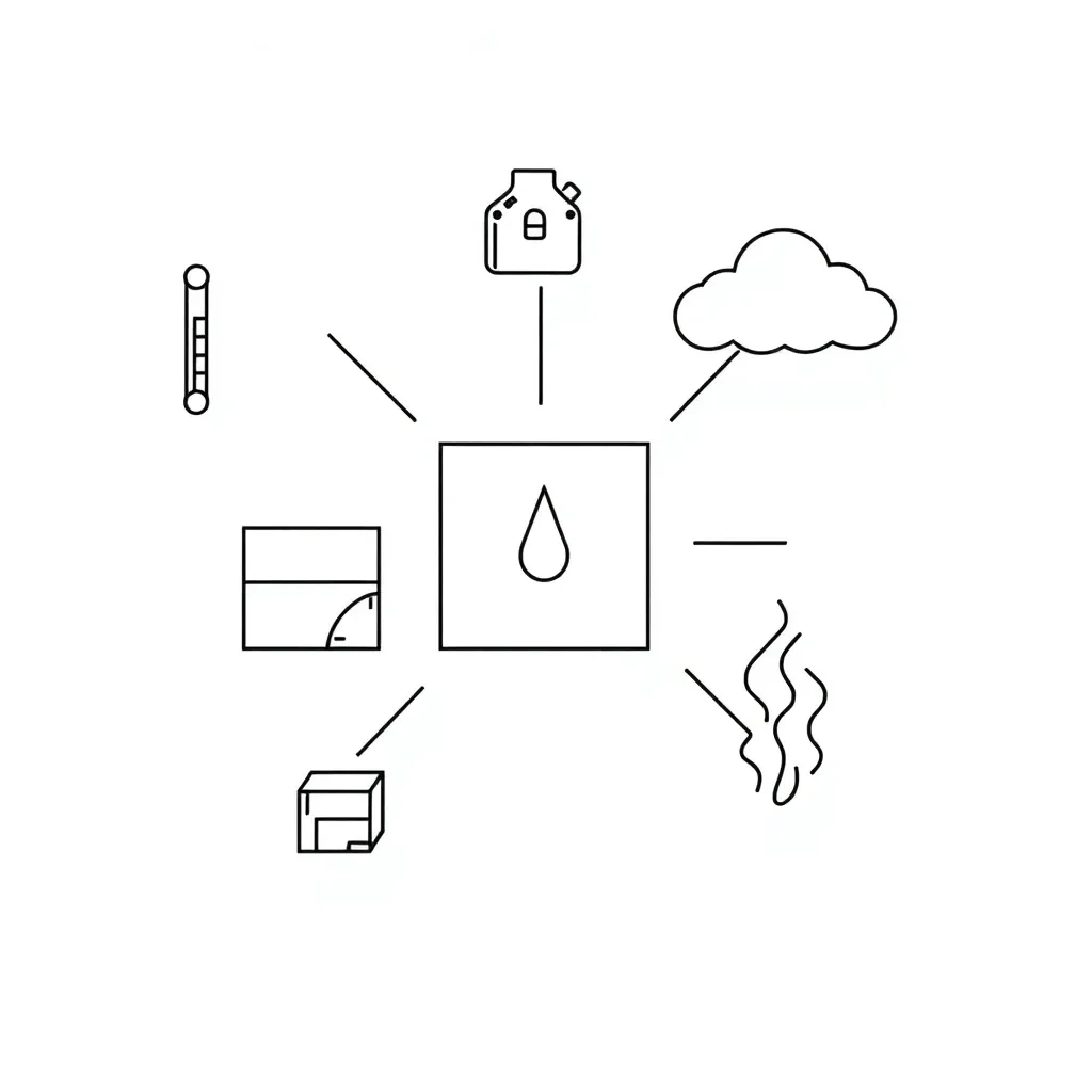 States of matter illustration showing solid, liquid and gas