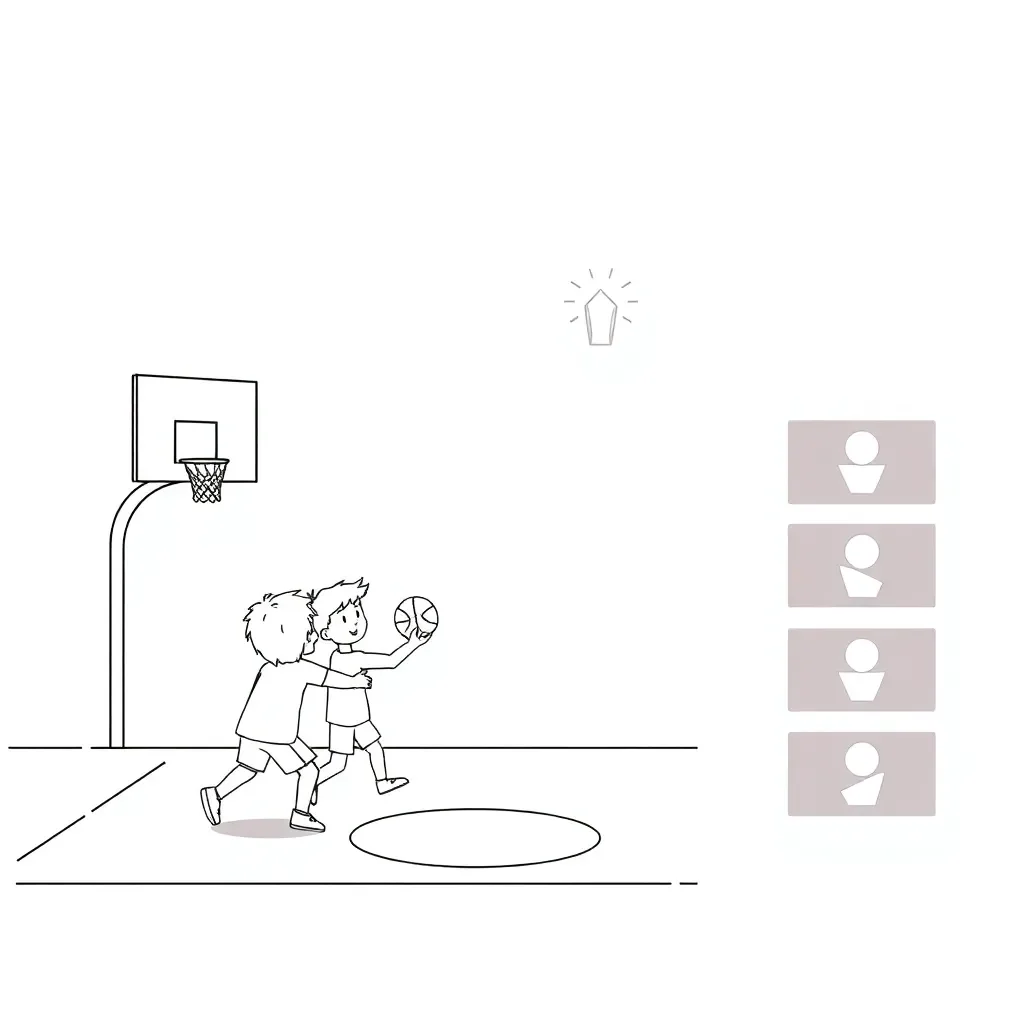 Basketball players analysing game footage