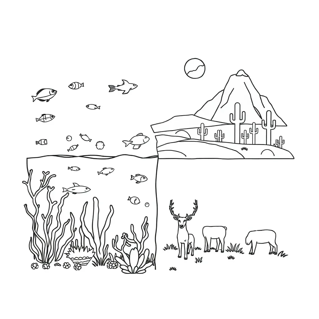 Earth with different biomes illustration
