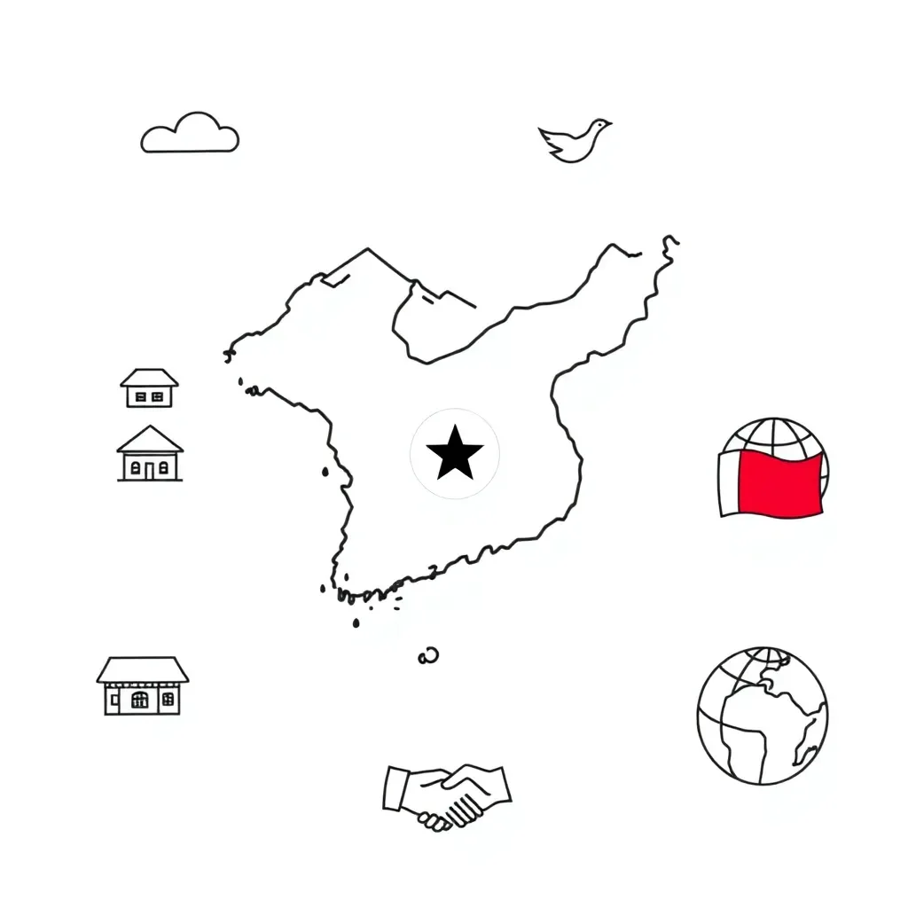 North Korean flag and map illustration