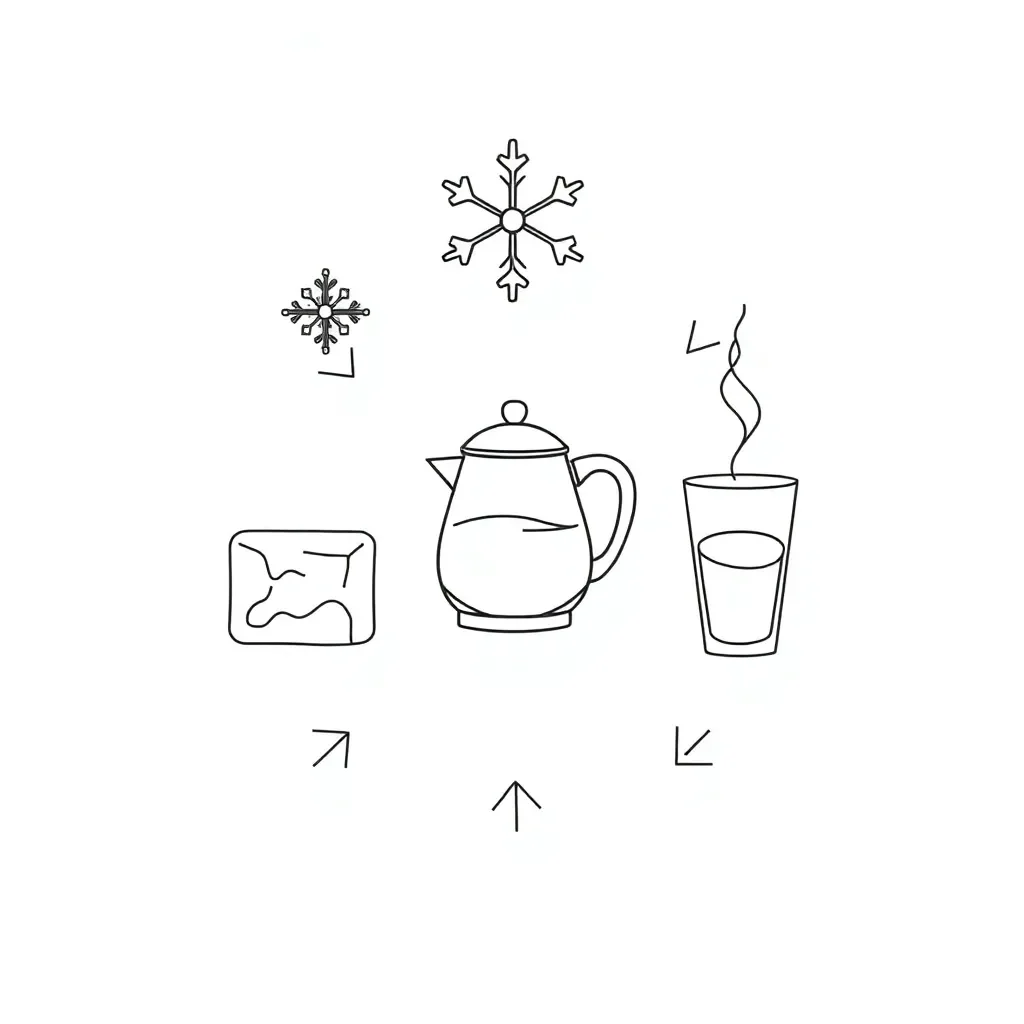 Ice melting into water illustration