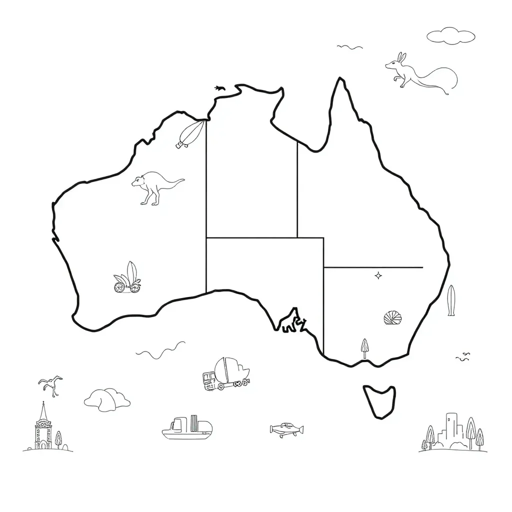 Map of Australia showing states and territories