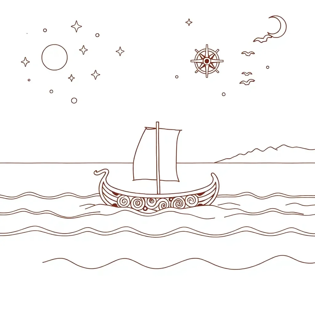 Waka sailing under starry night sky