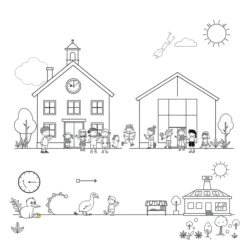 Children in old and new classrooms