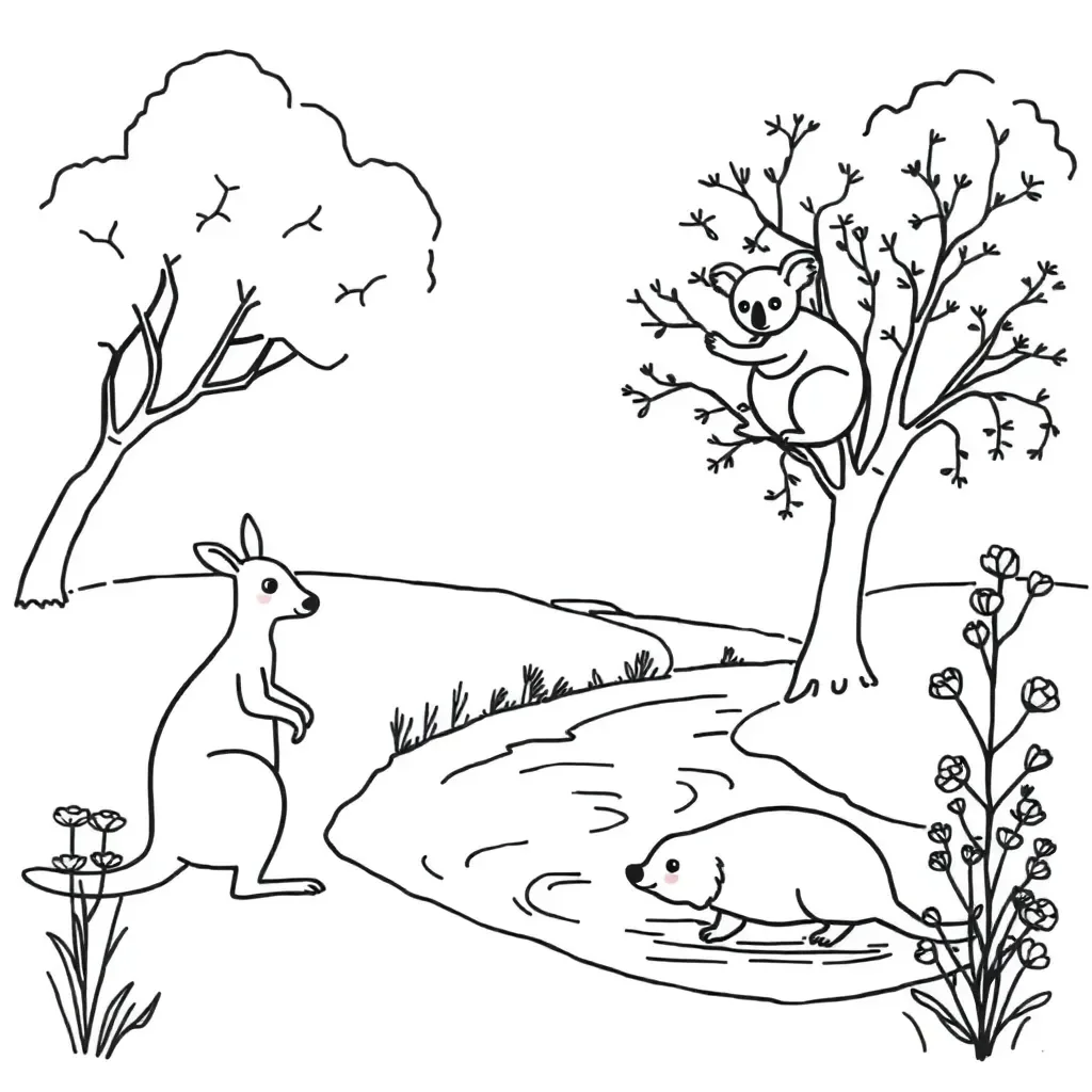 Various animals showing adaptations - penguin, giraffe, and chameleon