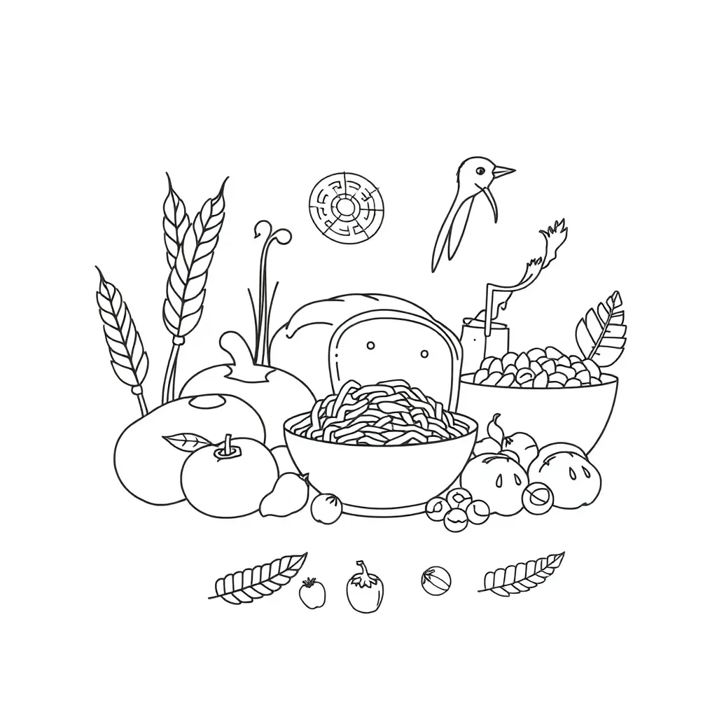 Gluten-free foods and grains illustration