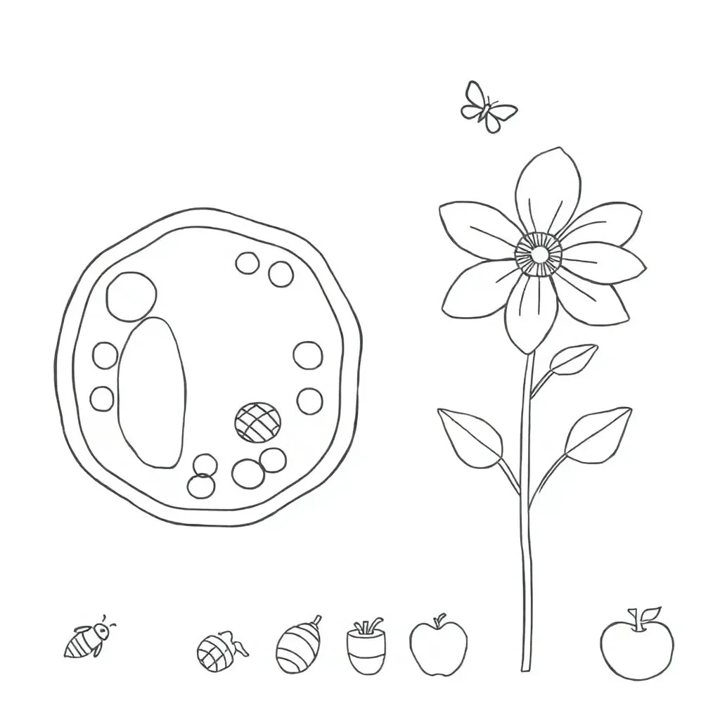 Plant cell and flower diagram