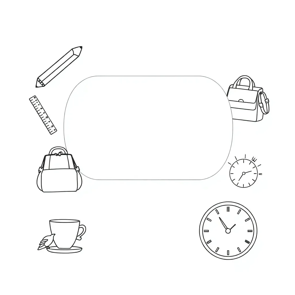 Black-and-white classroom objects for measuring