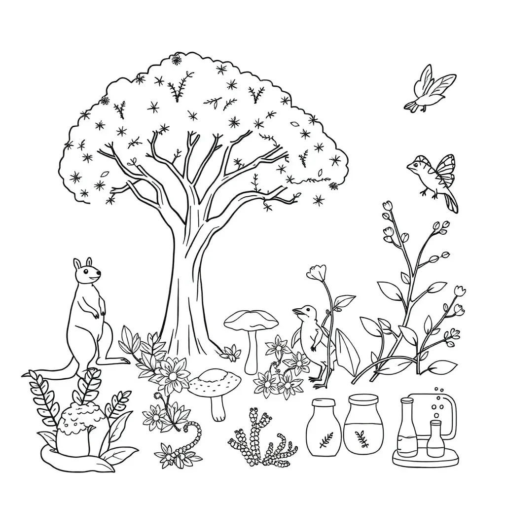 Worksheet illustration of diverse living things