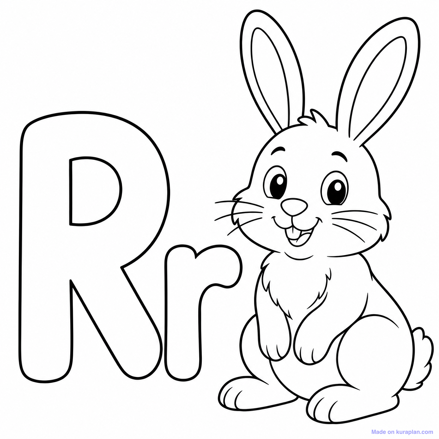 R is for Rabbit — Coloring Page — Free Printable Clipart for Teachers ...