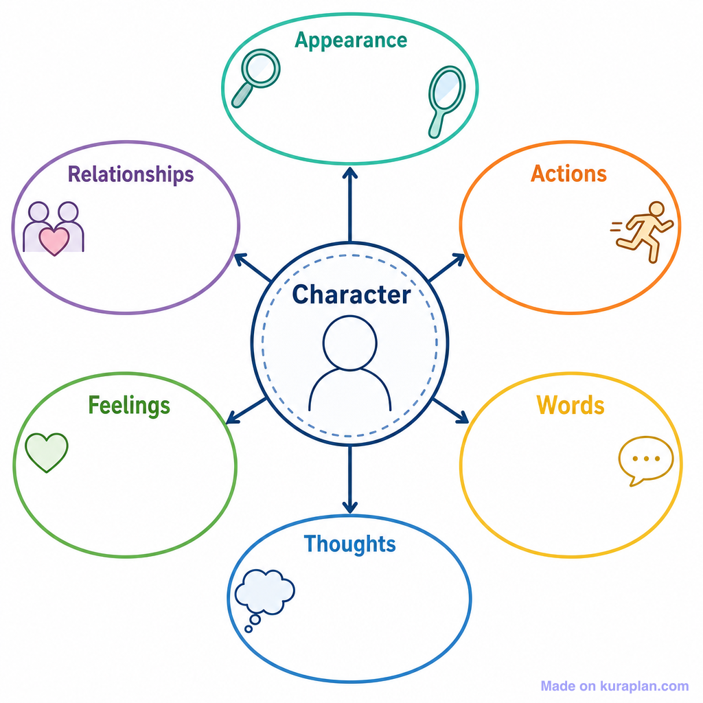 Character Web Template (detailed) — Free Printable Diagram for Teachers ...