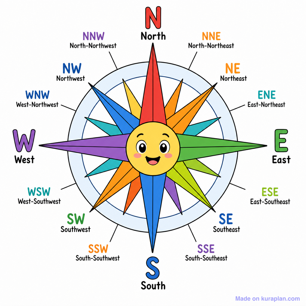 Compass Rose 16 Point — Free Printable Diagram for Teachers | Kuraplan