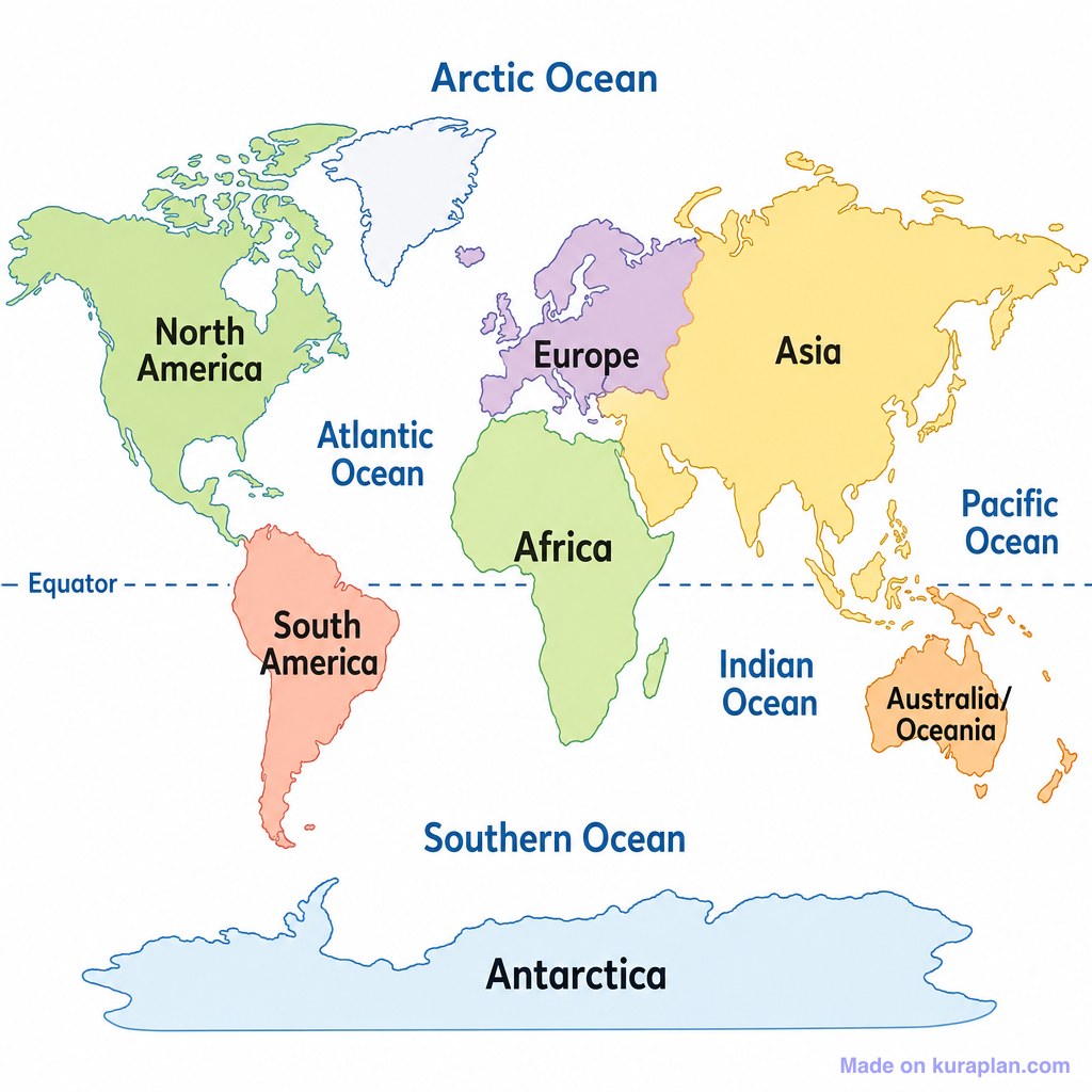 Diff Oceans Map Continents and Oceans (simple) — Free Printable Clipart for Teachers ...