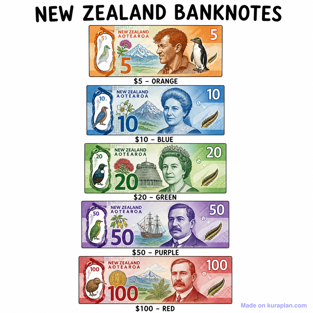 NZ Notes Poster — Free Printable Diagram for Teachers | Kuraplan